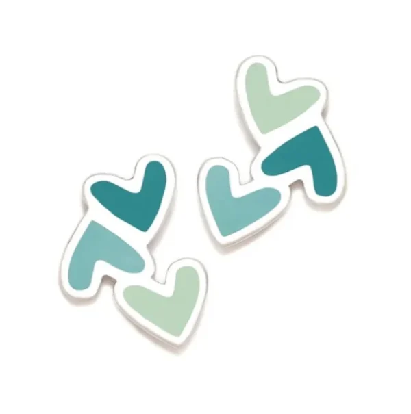 Brincos Agatha Ruiz de la Prada Degradê 3 Corações Turquesas