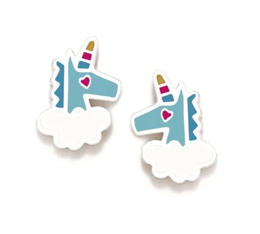 Brincos Agatha Ruiz de la Prada Unicórnio Azul Roscas 035ROS