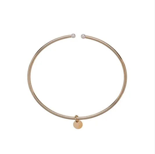 Escrava Alisia Prata Dourada Aberta 2 Pérolas AL3910