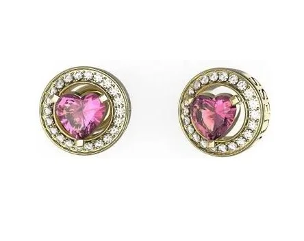 Brincos GUESS Dourados Coração Vermelho Aro com Zircónias JUBE04669JWYGFCT-U