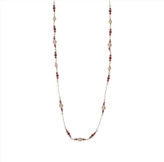 Colar Alisia Comprido Pérolas e Granadas AL5181