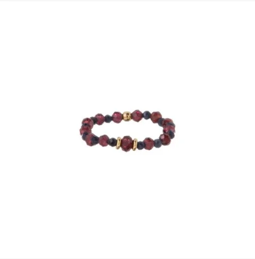 Aliança Alisia Elástico Granadas e Safiras AL5239