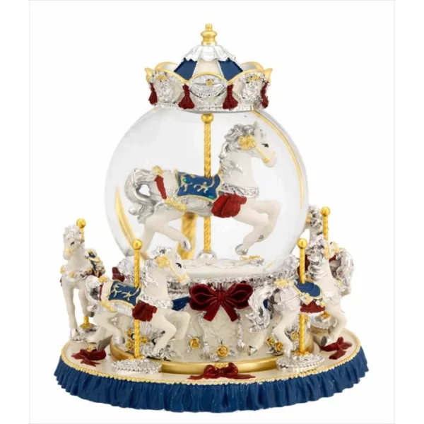 Carrocel Musical de Natal Cavalo Centro Azul 19 cm N8602-10BL