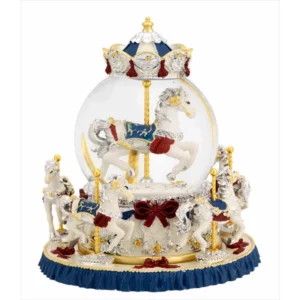 Carrocel Musical de Natal Cavalo Centro Azul 19 cm N8602-10BL