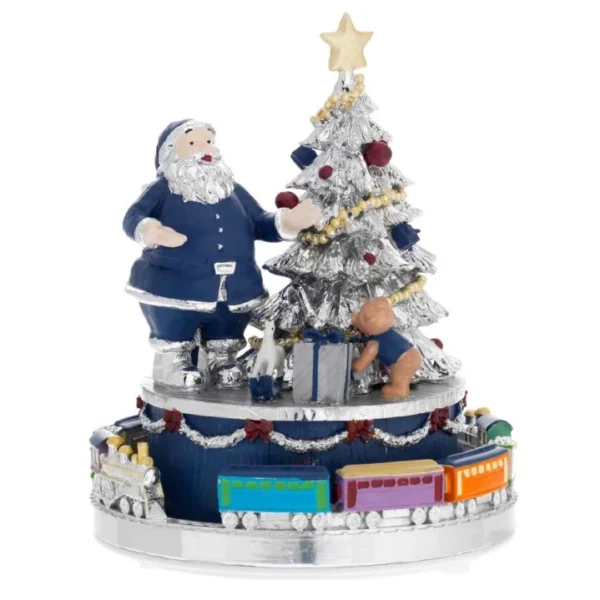 Carrocel Musical Pai Natal Azul 16x19 cm N8602-13BL