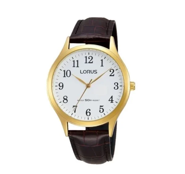 Relógio Lorus Classic Dourado/Castanho com Números RRX18HX9