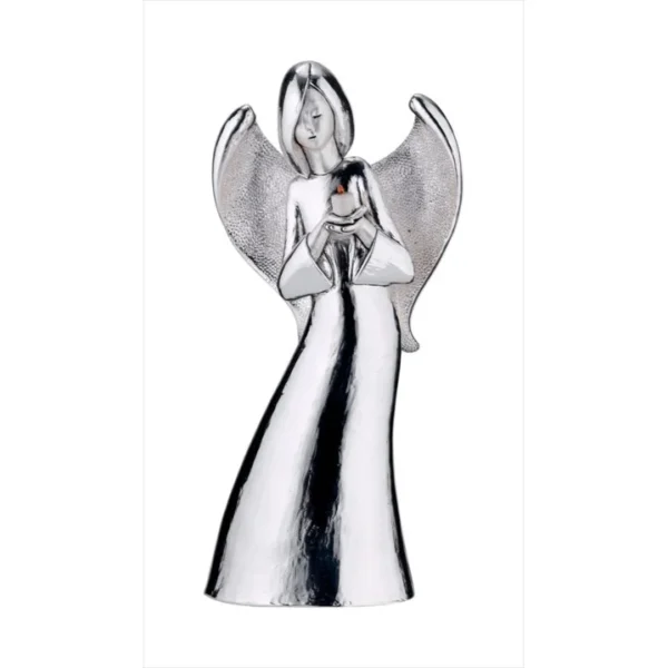 Bibelot Anjo Prateado a Segurar Vela Esperança 9 cm SQ2051/1