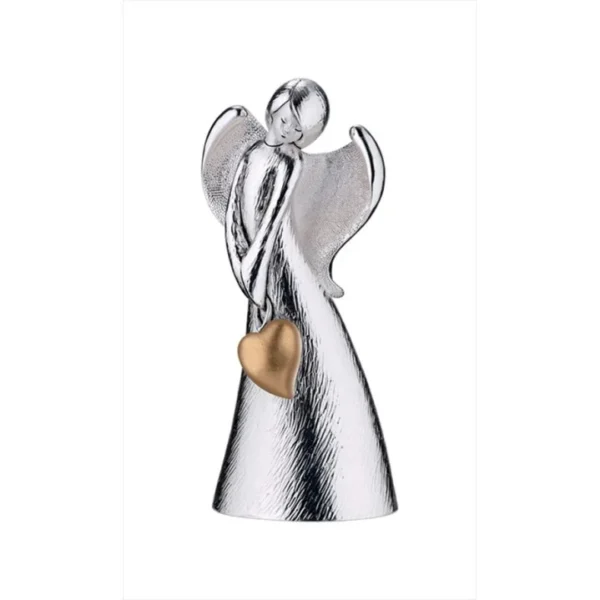 Bibelot Anjo Prateado a Segurar Coração Amor 9 cm SQ2053/1