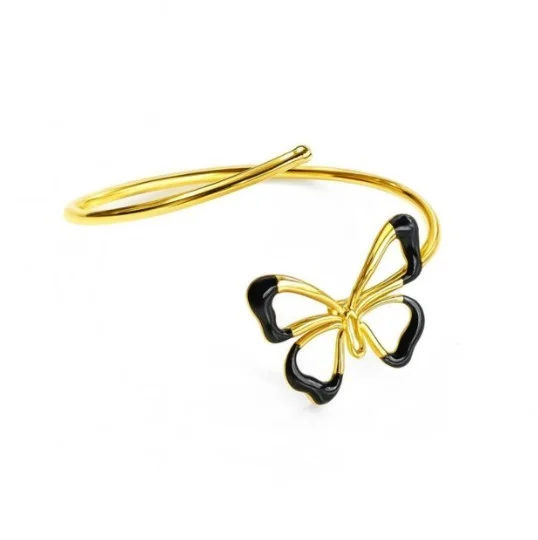 Escrava Pertegaz Boboleta com Esmalte Preto Prata PPL418B