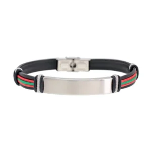 Pulseira Avanty H Chapa Péle Preto Detail Vermelho e verde AV0146