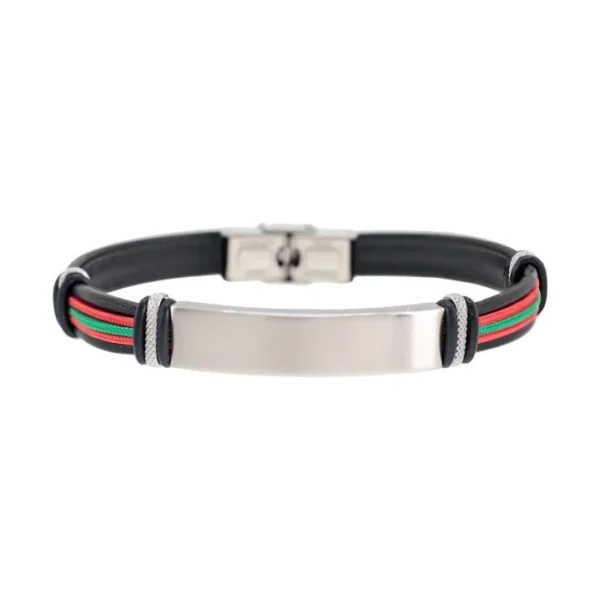 Pulseira Avanty H Chapa Péle Preto Detail Vermelho e verde AV0146