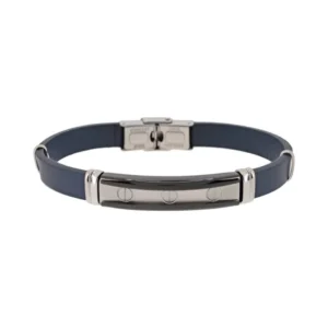 Pulseira Avanty H Centro Detail Prateado/Preto Péle Azul AV0190