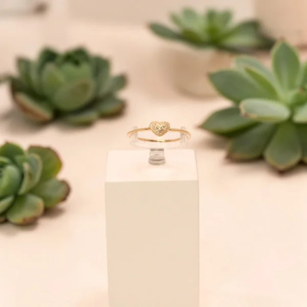 Anel Coração Ouro Amarelo