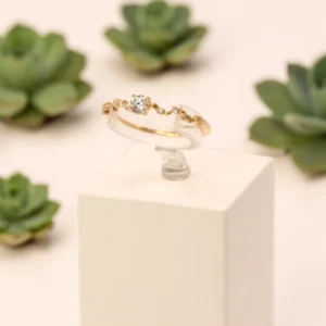 Anel Zircónias Ouro Amarelo