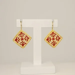 Brincos Sentimento Diagonal Esmalte Vermelho BRIP9255340