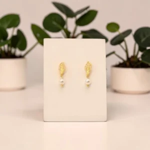 Brincos Sentimento Folhinha e Pérola Ping BRIP9255552