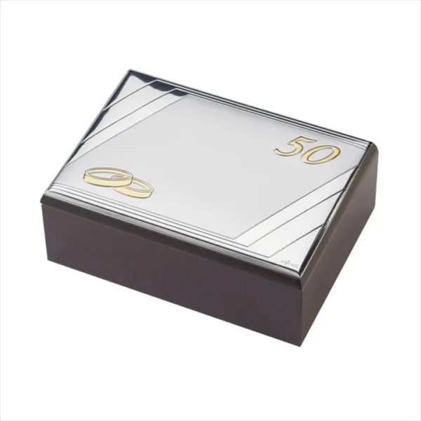 Caixa Madeira Aplique 50 Anos Casamento Personalizável EV9197/13C