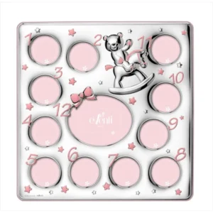 Moldura 12 Meses Várias Fotos Rosa EV3050/25R