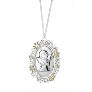 Medalha de Berço Anjo a Rezar Detail Branco EV5106/04B