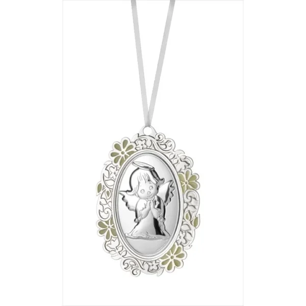 Medalha de Berço Anjo a Rezar Detail Branco EV5106/04B