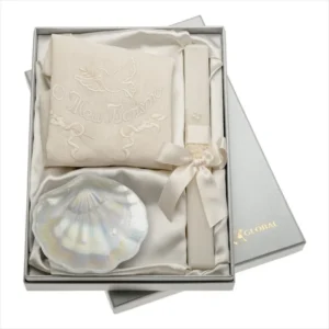 Conjunto Batismo Vela+Pano+Concha Madrepérola GA1142CPO