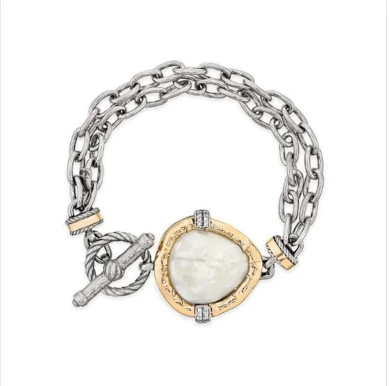 Pulseira Gümüs Prata e Ouro com Madrepérola PLP404MZ