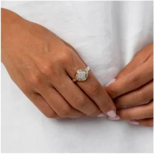 Anel Gümüs Prata e Ouro Pepita com Zircónias ANP1437Z