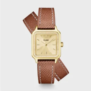 Relógio CLUSE Leather, White stones, Nutshell, Gold CW11821