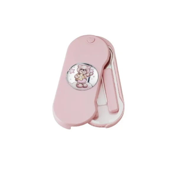 Estojo Porta Talheres Urso Rosa EV3753/03R