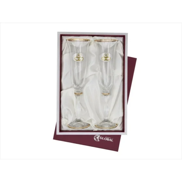 Conjunto Copos Flutes com Alianças 50º Aniversário GA4216C
