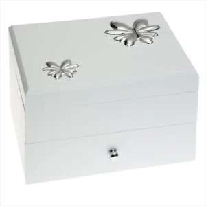 joyero-blanco-20x15x12-cajon-tirador Caixa Guarda Joias Borboletas com Música Branco GA1083MB