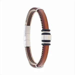 pulsera-caballero-piel-2 Pulseira Avanty H Anilha P Péle Castanha e Trança AV0233