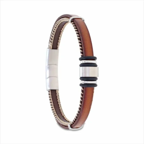 Pulseira Avanty H Anilha P Péle Castanha e Trança AV0233