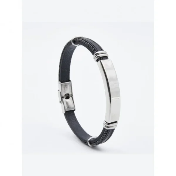Pulseira Avanty H Chapa Lisa Péle Preta AV0087