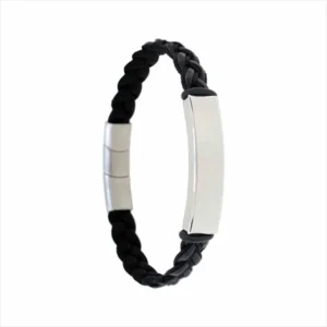 pulsera-piel-caballero-negra Pulseira Avanty H Chapa P Péle Trança Preta AV0255