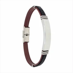 pulsera-piel-marron-trenza-negra-1 Pulseira Avanty Preta e Castanha AV0270