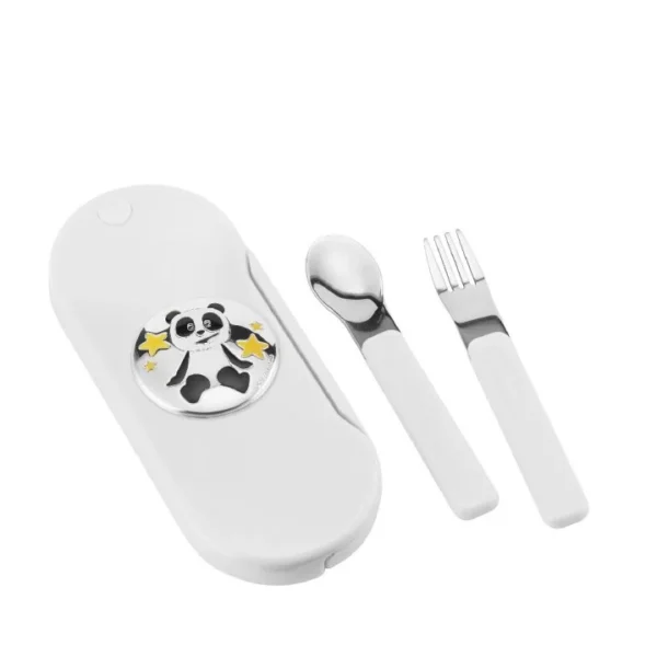 Estojo Porta Talheres Panda Branco PA3003/03B