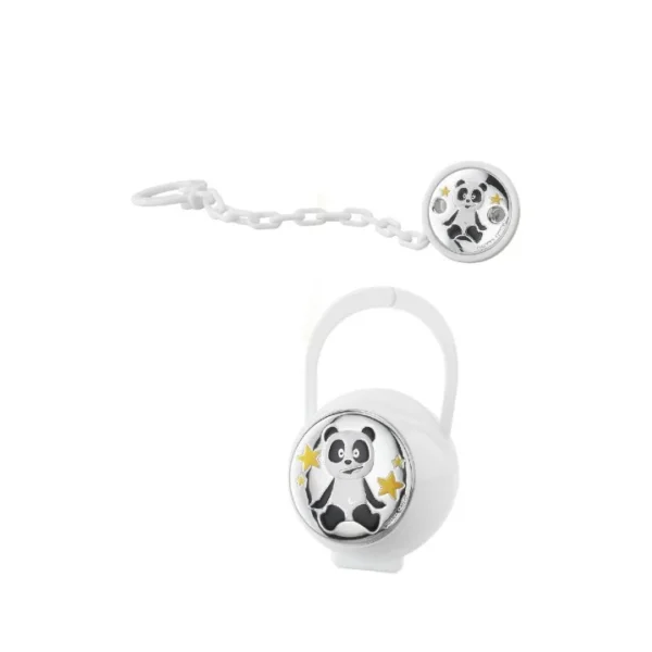 Malote+Corrente Chupeta Panda Branco PA3004/01B