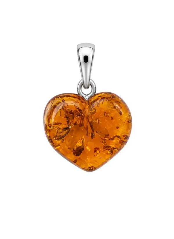 BE20667110 Medalha Prata Coração Âmbar Cognac