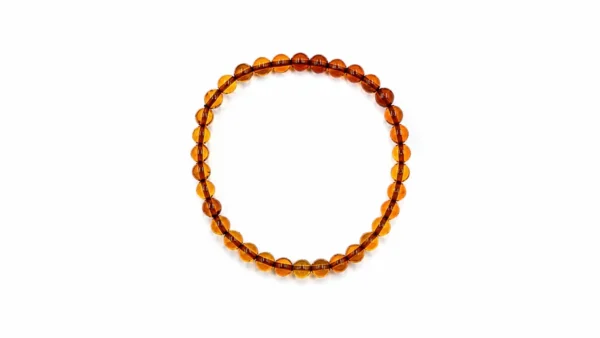 Pulseira Elástica Âmbar Cognac Bolinhas Redondas 6 mm