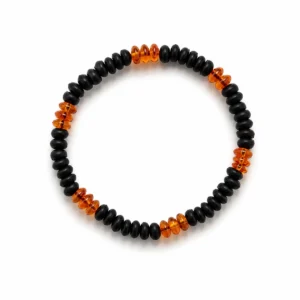 PE150064110 Pulseira Elástica Âmbar Cognac e Cereja Aquecido Fosco