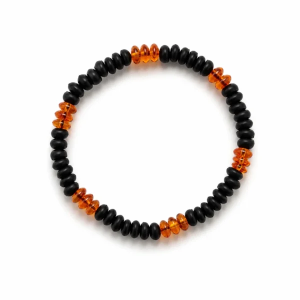 Pulseira Elástica Âmbar Cognac e Cereja Aquecido Fosco
