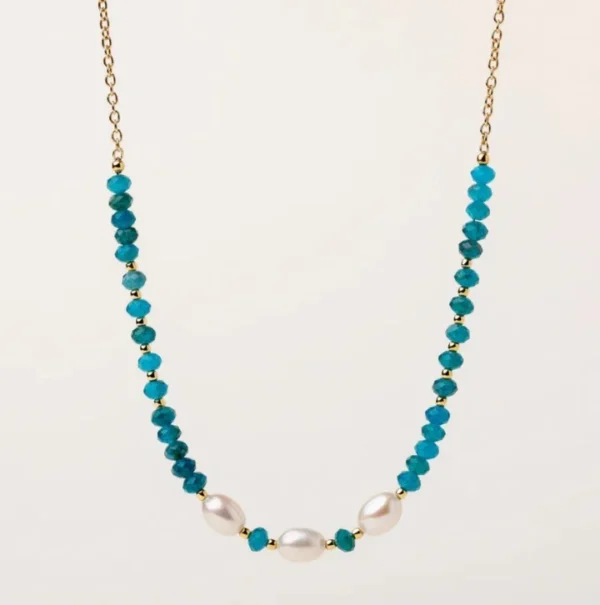 Colar Alisia Apatite e Pérolas com Cadeado AL5638