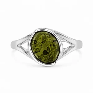 AN21607110 Anel Prata e Âmbar Verde