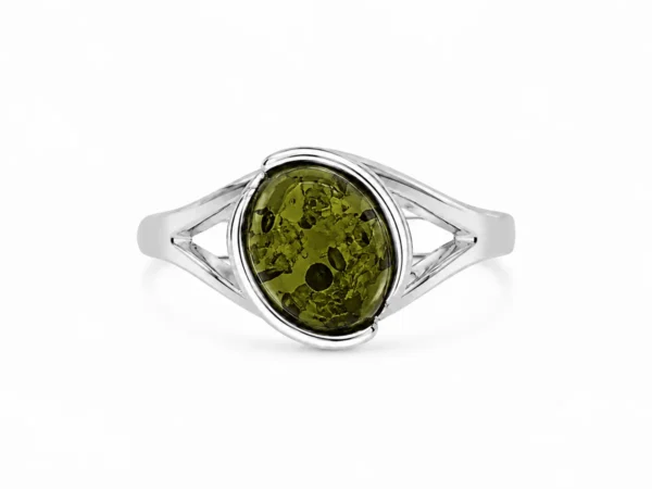 AN21607110 Anel Prata e Âmbar Verde