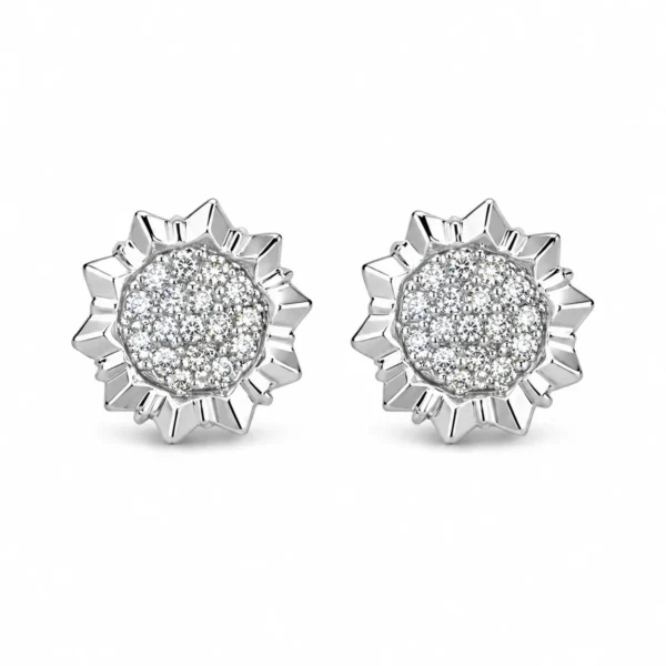 Brincos Girassol Côncavo com Zircónias