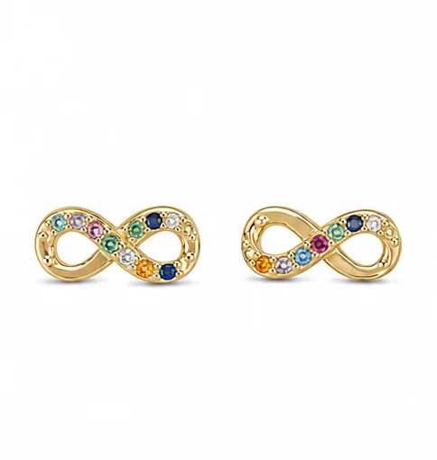 Brincos Infinitos com Zircónias Coloridas