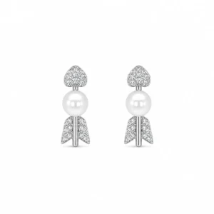 BR2115858 Brincos Seta com Pérola Água Doce e Zircónias