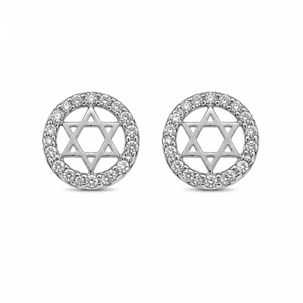Brincos Estrela de David Aro Zircónias