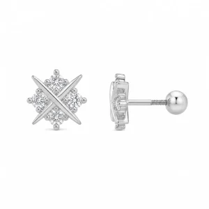 BR2172493 Brincos Prata com Zircónias e Rosca